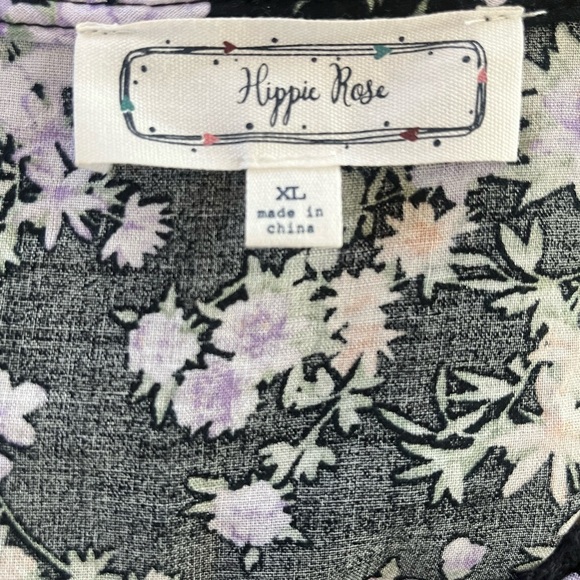 Hippie Rose Floral Women's Top - Black and Purple - Picture 4 of 4